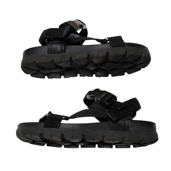 rrp €900 PRADA (Italy) Calf Leather Track Sole Strap Sandals